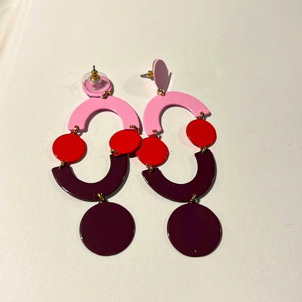 J Crew color block pink earrings